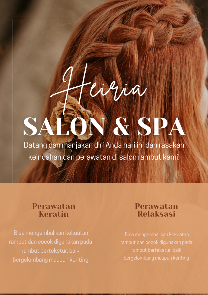 Layanan Hair and Spa di Heiria cokelat moderen salon flyer
